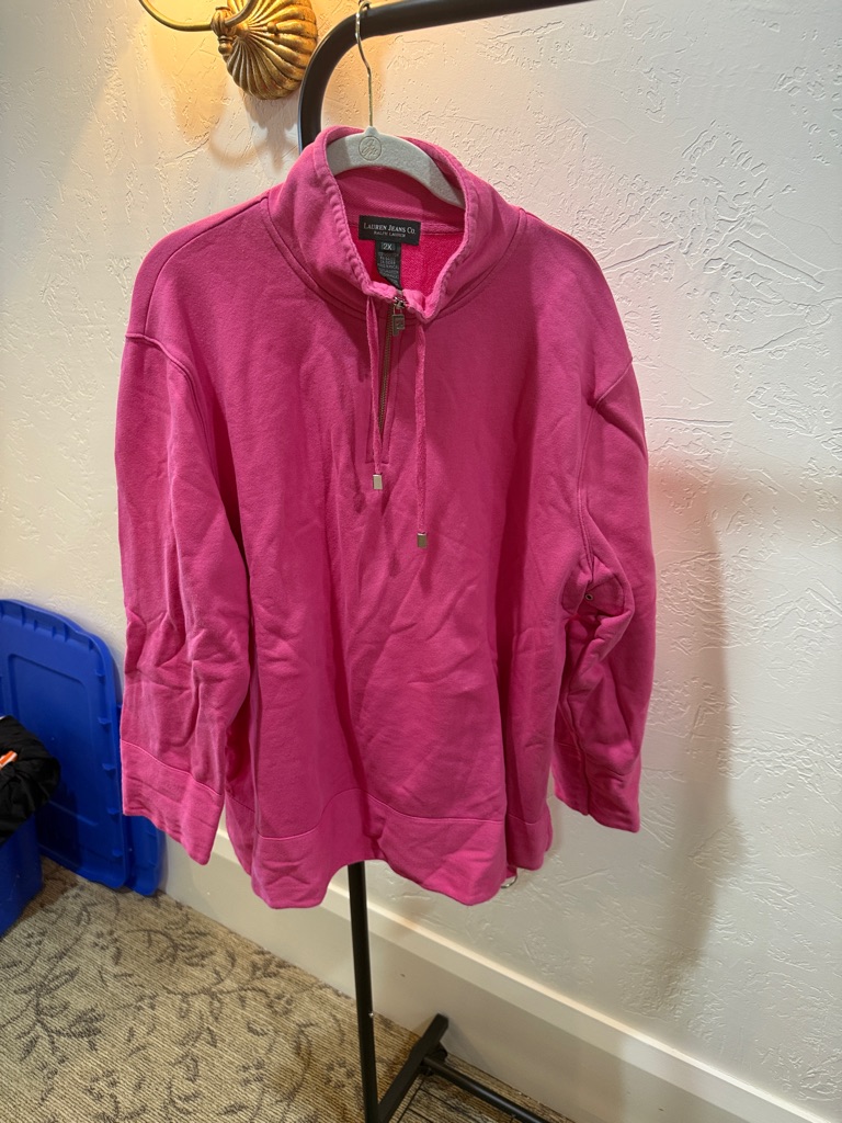 Ralph Lauren Women’s Hot Pink Quarter-Zip Sweater